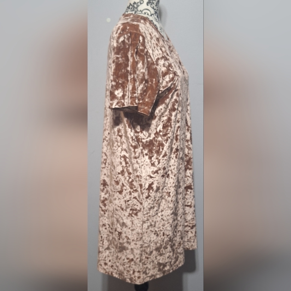 Med Velvet Brown Short Sleeve Dress - Picture 5 of 6